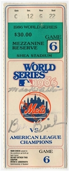 1986 World Series Game 6 Ticket Stub Signed By Bill Buckner and Mookie Wilson (PSA/DNA)